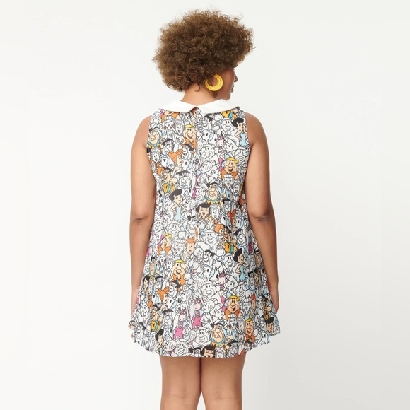 Flintstones x Smak Parlour Flintstones Character Print Mini Dress, Size L, NWT - Picture 3 of 8